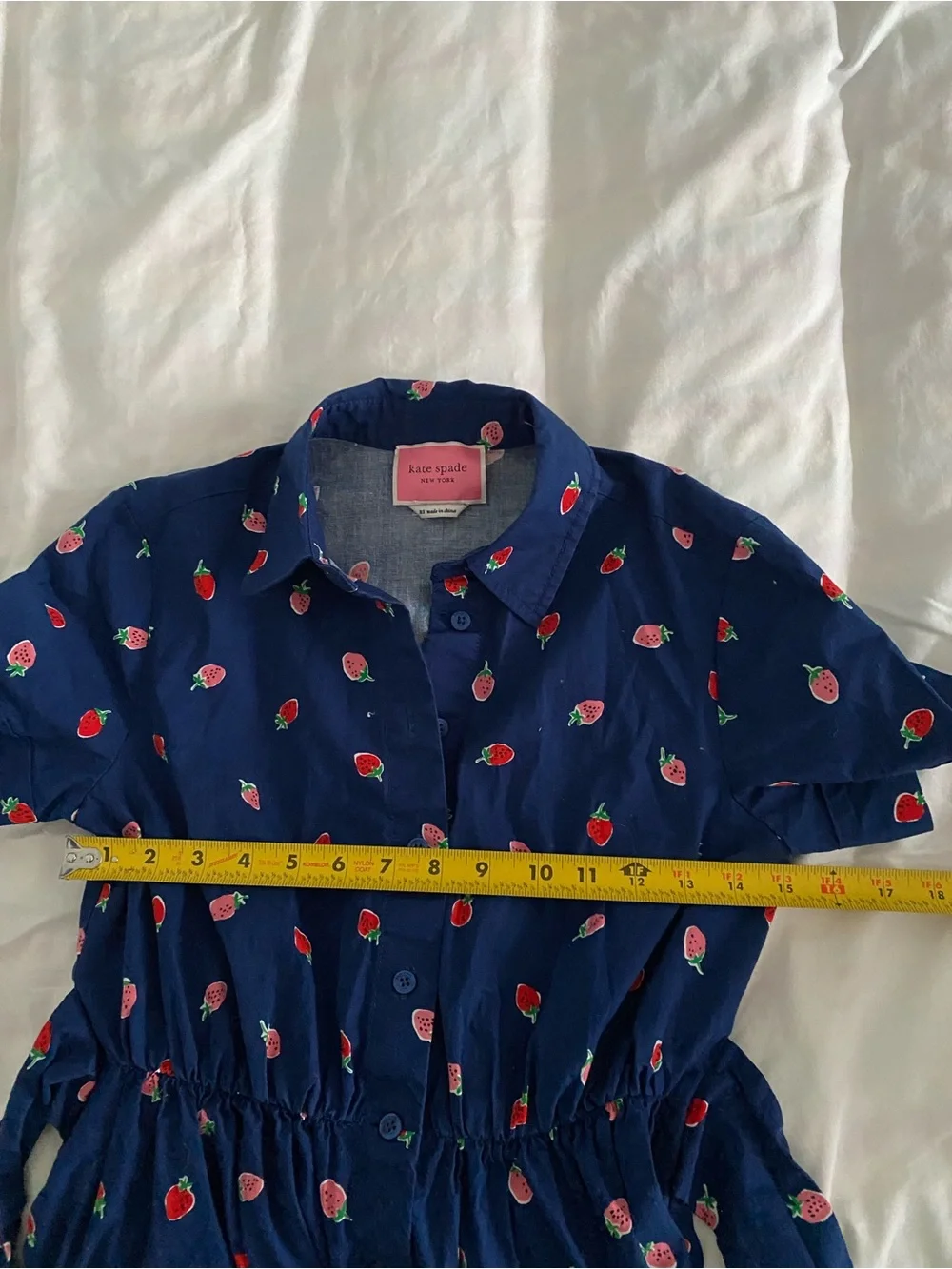 Kate spade Navy Button-Front Strawberry Print Shirt Dress